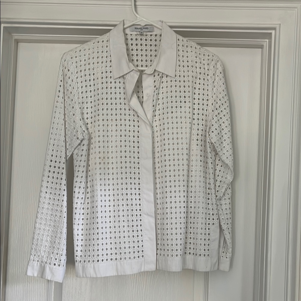 Gerard Darel White Eyelet Blouse